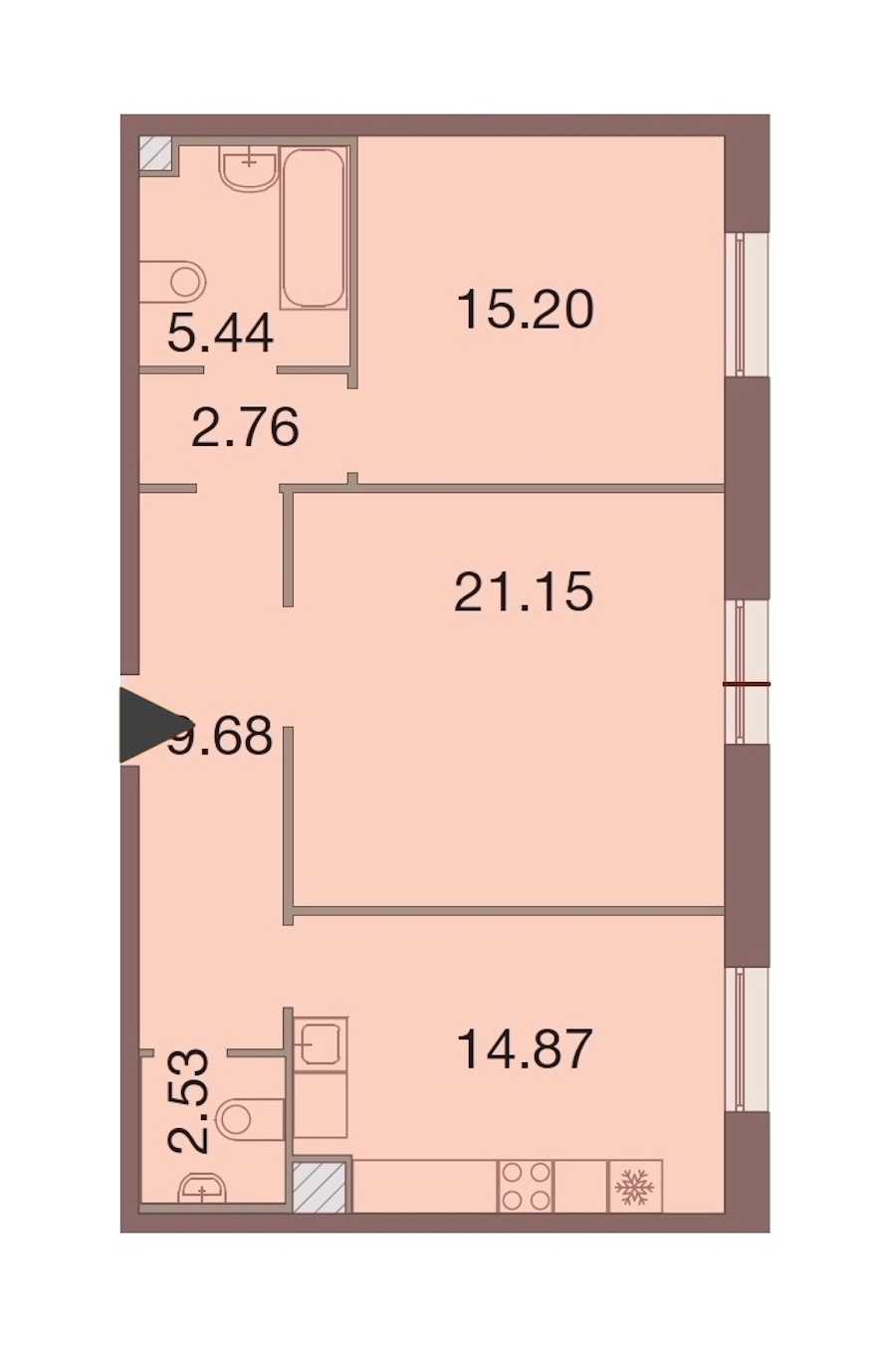 Двухкомнатная квартира в : площадь 71.63 м2 , этаж: 4 – купить в Санкт-Петербурге